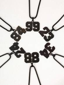 1 Pieza Collar De Colgante De Bola Deportiva De Béisbol/rugby De Camiseta Con Número De 0 A 99 De Acero Inoxidable