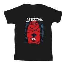 Marvel Spider-Man Boys Hanging Cotton T-Shirt (Black)