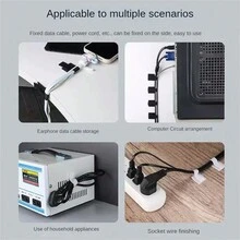 10pcs Self-Adhesive  Cable Ties For Power & Data Cords Organization With 3M Adhesive Tape - Black - View 6