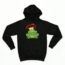 Sudadera para Parejas en Duo Diseño Impreso de Ranitas Enamoradas - Negro - Ver 3