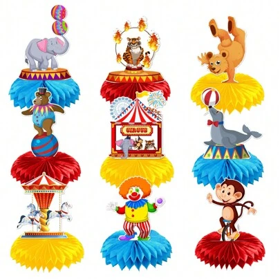New Carnival Party Table Decorations Honeycomb Centerpiece, Circus Theme Birthday Party Honeycomb Decoration