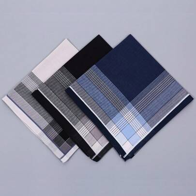 3 件复古风格手帕，柔软吸水，适合日常用作男士提花颈巾或方形毛巾