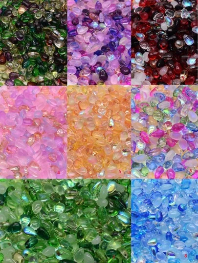 60pcs A Bag 6x9mm Pink  Green  Mix Color Tear Drop Pendants Glass Beads For Jewelry Making DIY Accessories Glass Charms
