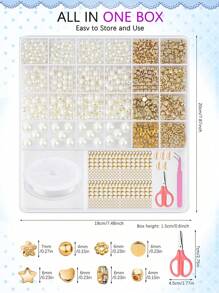 890pcs Bracelet, Necklace, Hair Accessories, Charm DIY Pearl Jewelry Making Kit, Adult Craft Beading Supplies, Birthday Party, Valentine's Day, Christmas Gift