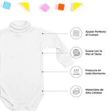 Pañalero Mameluco Bebé Cuello De Tortuga Algodón Alta Calidad Ultra Suave 3 Pzs - Blanco - Ver 5
