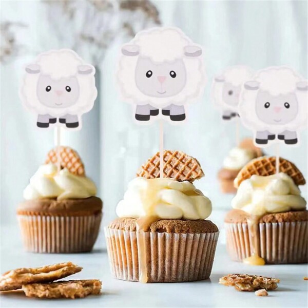 12pcs Eid Al-Adha Muslim Car Cake Decoration Lamb Toothpick Flag Insert Piece