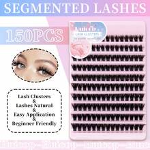 Huicop DIY Lash Extension Kit Lash Cluster 150 PCS Cụm mi Lông mi riêng lẻ Phần mở rộng lông mi 10-16mm Phần mở rộng lông mi DIY C Curl Volume Wispy Dây đeo mềm mại thoải mái Lông mi giả - C - Xem 1
