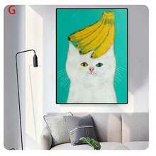 1入現代風格可愛貓咪鴛鴦眼帆布油畫和海報牆藝術裝飾，適用於房間家居裝飾，無框 - 彩色 - 查看 23