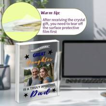 Customized Photo Acrylic Plaque, With A Magical Dad Behind Each Great Daughter Printed Photo Personalized Gift Acrylic Block - Personalized Gift, Souvenir Gift, Customized Gift, Father's Day Gift For Dad Decoration Logo, Desktop Decoration Gifts Birthday Graduation