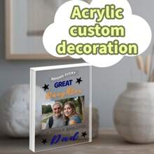 Customized Photo Acrylic Plaque, With A Magical Dad Behind Each Great Daughter Printed Photo Personalized Gift Acrylic Block - Personalized Gift, Souvenir Gift, Customized Gift, Father's Day Gift For Dad Decoration Logo, Desktop Decoration Gifts Birthday Graduation