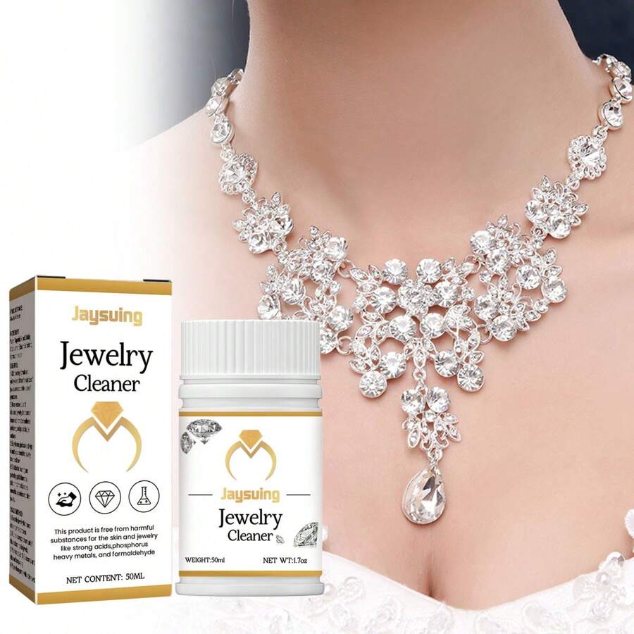 1pc 50ml Jewelry Cleaner Liquid Remove Surface Rust Cleansing Gold Diamond Ring Necklace Dirt Anti-Oxidation Gemstone Care Detergent - White - View 1