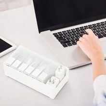 5pcs Desk Cable Cord Grommet Desktop Data Cable Organizers With Stickers Computer Desk Cable Hole Cover Desk Plug Hole Cover Kit Round Cable Tidies Desk Caps For Home And Office - White - View 1