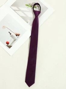 1pc Men's Casual Solid Color Easy Zip-Up Necktie With Fine Diagonal Stripes (1200 Needle Count), Suitable For Daily Suit Matching, Available In Black/Green/Blue/Apricot/Grey