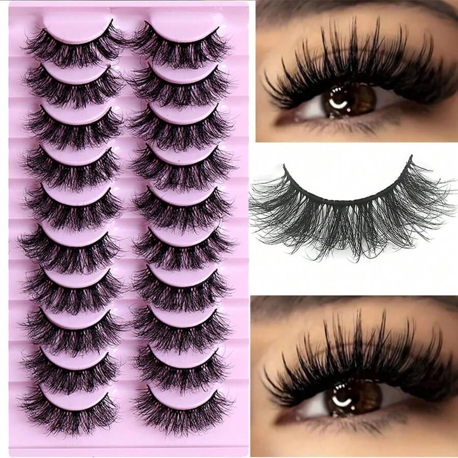 10 Pairs New False Eyelashes, Natural Messy Thick Curly Dramatic Style Eyelashes