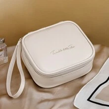 1 pièce Nouveau sac de maquillage de style crème, sac de rangement, sac cosmétique pour rouge à lèvres, portable et imperméable, petit et raffiné. Organisateur de voyage et de toilette. Accessoires avec fermeture éclair, cadeau essentiel.