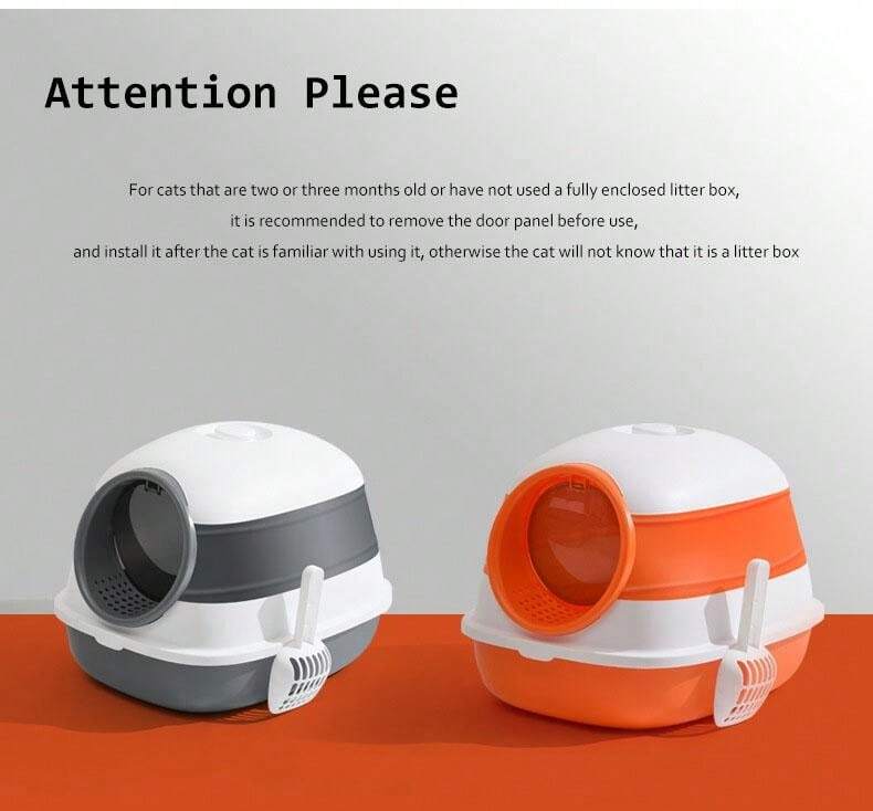 Extra Large Enclosed Cat Litter Box Foldable TPE Material Cat Litter