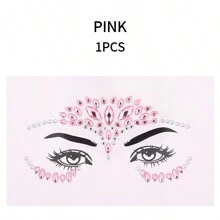 1pc/6pcs Rhinestone Face Stickers Crystal Face Stickers Show Party Masquerade Ball Oktoberfest Cosmetic Products Glue Free Decorative Stickers, Rhinestone Facial Tattoo Sticker For Party, Face Jewels Festival Makeup Eve Jewels Stick On Rhinestone For Face, Hair, Body, Eye