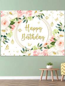 1 Phông Nền Sinh Nhật Họa Tiết Hoa, Phông Nền Polyester, Thích Hợp Để Trang Trí Tường Phòng Tiệc Sinh Nhật, Trang Trí Hàng Rào Trong Nhà/Ngoài Trời, Phông Nền Chụp Ảnh - phong cách E - Xem 5