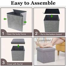 1入折疊式收納盒(可收書籍、玩具)，帶蓋，多功能座位收納盒，實心色布凳，可當更衣板或衣物收納，多種顏色選擇 - 抹茶色 - 查看 3