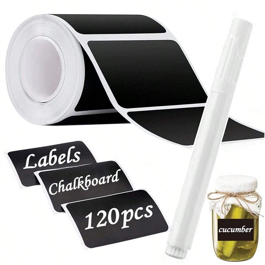 Chalkboard Labels Stickers, 120pcs Black Chalkboard Labels For