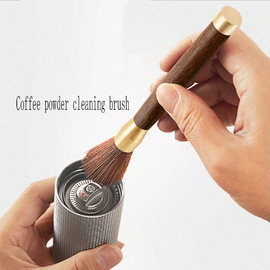 1入組咖啡粉清洗刷茶刷咖啡廳磨豆機清洗刷具，配天然木柄