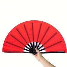 1件優雅輕巧的功夫/太極折扇-經典般的效果，傳統風格 - 黑色 - 查看 6