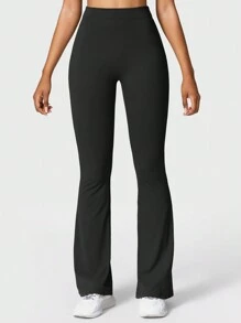 Speed mate Pantaloni yoga a zampa di elefante in nylon per donne, leggings yoga modellanti, pantaloni casual a zampa di elefante aderenti di colore unito per allenamento per donne