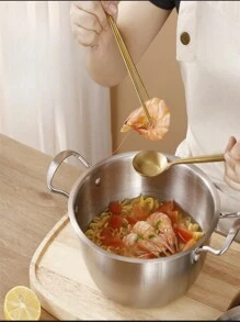 1pc Stainless Steel Multifunctional Instant Noodle Pot - Silver - View 4