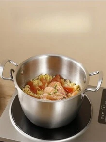 1pc Stainless Steel Multifunctional Instant Noodle Pot - Silver - View 6