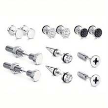 SENLANSP 6對男性不鏽鋼龐克螺旋耳釘-時尚螺旋啞鈴穿刺飾品 - 耳環 - 查看 11