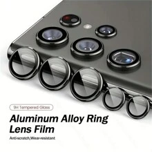 Camera Lens Screen Protector Matel Ring Tempered Glass Lens Protect Cover Compatible With Samsung Galaxy S24 S23 S22 Ultra Z Fold 5 Flip 5 A54 A34 A24 A14 A25 A05 A05S A55 A35 Gift For Birthday, Family, Friends Alloy Metal With Tempered Glass Full Cover, Lens Protector, Phone Accessories