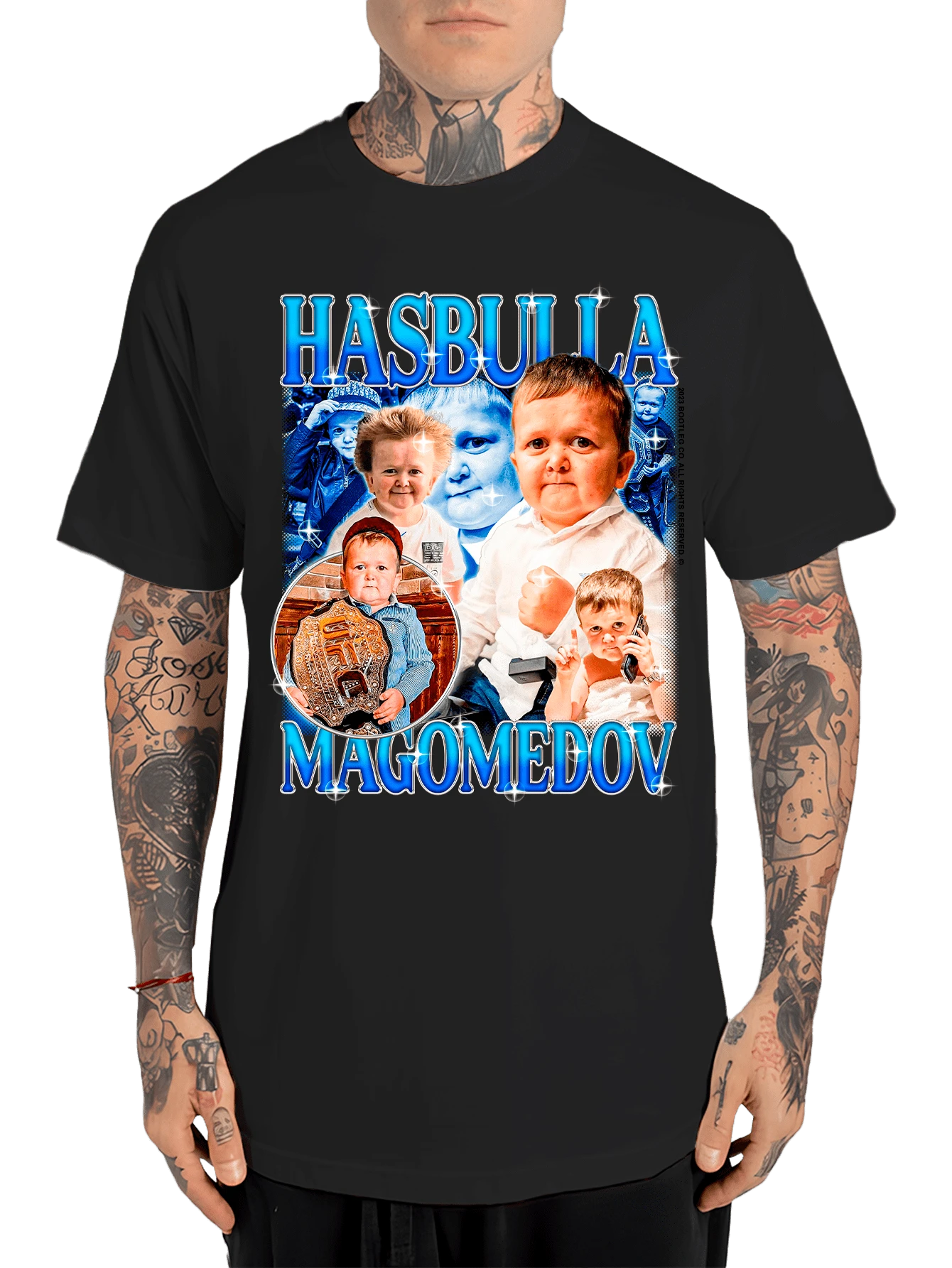 Camiseta Camisa Meme Hasbulla Magomedov Russo Estampa Graphic Algodao Unissex - Preto - Visão 1