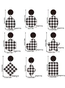 1 đôi bông tai hình tròn & ca rô in hai mặt acrylic, bông tai thời trang cho phụ nữ đeo trong các bữa tiệc và khiêu vũ - màu xanh lá - Xem 2