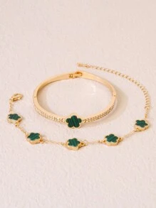 2 stuks/set persoonlijkheid vijf bloemblaadjes bloem armband bangle vrouwelijke dating verjaardag vriendin cadeau valentijnsdag, moeder, moeder, moederdag, cadeau