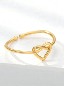 1pc Fashionable Simple Infinite Heart Rings For Women Stainless Steel Ring Wedding Jewelry Couple Birthday Gift Valentines