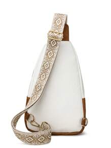 時尚斜背包，波西米亞風格拼色胸包，配有肩帶，適用於運動、健身、休閒外出，攜帶手機和零錢 - 玫瑰金 - 查看 9