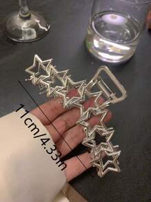 DAZY 1 件银色金属合金五角星发夹，Y2K 风格，时尚百搭，优雅别致，简约设计，纯色，适合日常佩戴、派对、通勤、度假、发型设计、化妆和服装配饰、发饰、发爪、爪夹、发夹、发夹、发夹秋冬 - 銀色 - 查看 3