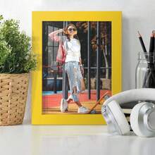 Modern Real Wood 6x8 Inch Picture Frame In Yellow - Smooth - View 4