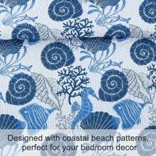 3 Pieces Coastal Quilt Set Queen King Size , Summer Beach Blue Ocean Theme Quilts With Pillowcases Microfiber Ocean Bedding Set Nautical Bedspreads Coverlet Lightweight Comforter For Wedding Items,Valentines Day Home Bed Room Decor,Mothers Day Gift,All Season - 藍色海馬 - 查看 7