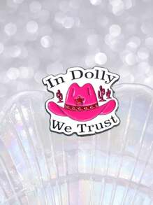 En Dolly confiamos. Broche genial de música con sombrero vaquero y distintivo con letras en inglés - regalo perfecto para niños