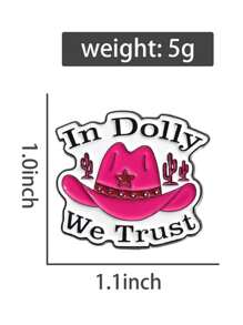 En Dolly confiamos. Broche genial de música con sombrero vaquero y distintivo con letras en inglés - regalo perfecto para niños