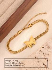 1 pieza Brazalete de acero inoxidable chapado en oro de 18K con colgante geométrico de moda, adecuado para uso diario o fiestas de mujeres, también ideal como regalo para el Día de la Madre - Amarillo Oro - Ver 12