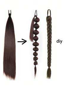 1pc Lantern Shape Bubble Ponytail Wrap Hairpiece For Braided Hairstyle Casual - Brown - View 5