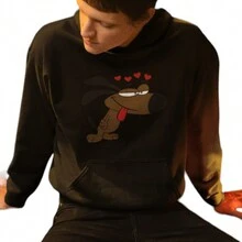 Sudadera para Parejas en Duo Diseño Impreso de Gatos con Musica - Negro - Ver 2