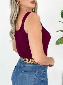 Women Tank Tops & Camis - Burgundy - View 2