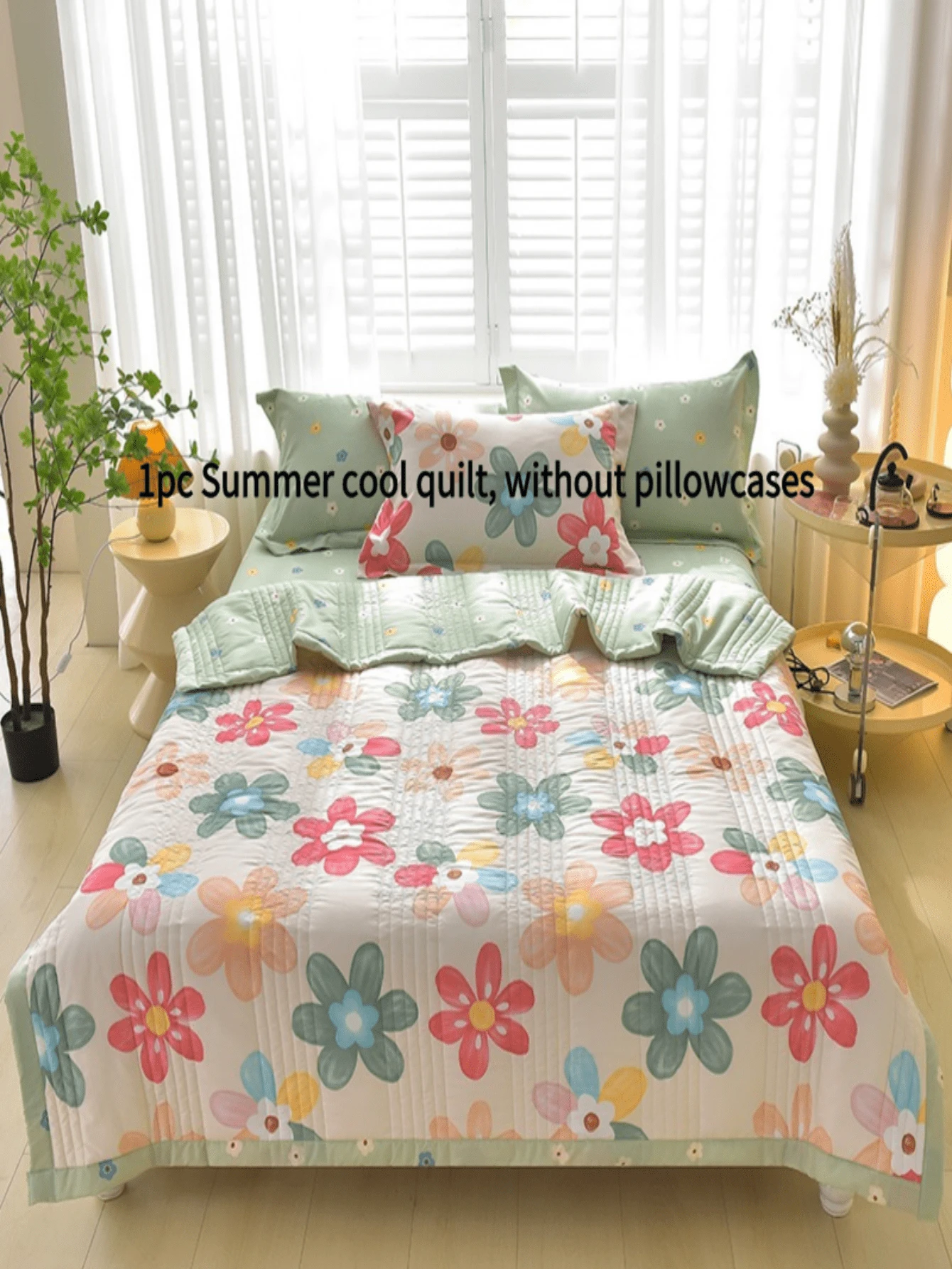 1pc Skin-Friendly Summer Thin Quilt, Pressed Flowers Craft Printed Bedding, Soft Comfortable Thin Quilt, For Single Or Double Bed, Hotel, Bedroom, Living Room, Sofa Use, All Seasons - Colorful Flowers - View 1