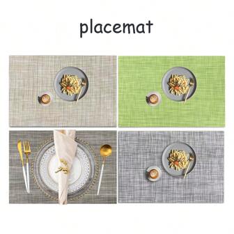 1pc Home PVC Placemat, Non-Slip Heat Resistant Place Mats, Washable Indoor/Outdoor Vinyl Place Mats For Dining Table PVC Weave Table Mats Picnic Blanket