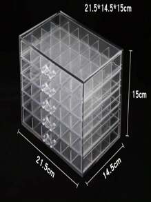1pc 5 Layers 120 cuadrícula Transparent Y Rosa Desktop Storage Box With Multiple Compartments For Jewelry - transparente - Ver 7