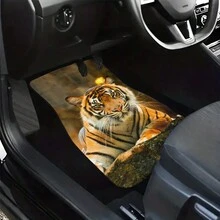 4pcs Tiger Pattern Car Floor Mats Set, Anti-Slip, Anti-Dirt, Water-Absorbing Car Mat For SUV, Cars, Trucks And Other Vehicles, Machine Washable, Suitable For Most Carpets, Interior Decor & Protection - Multicolor - View 6