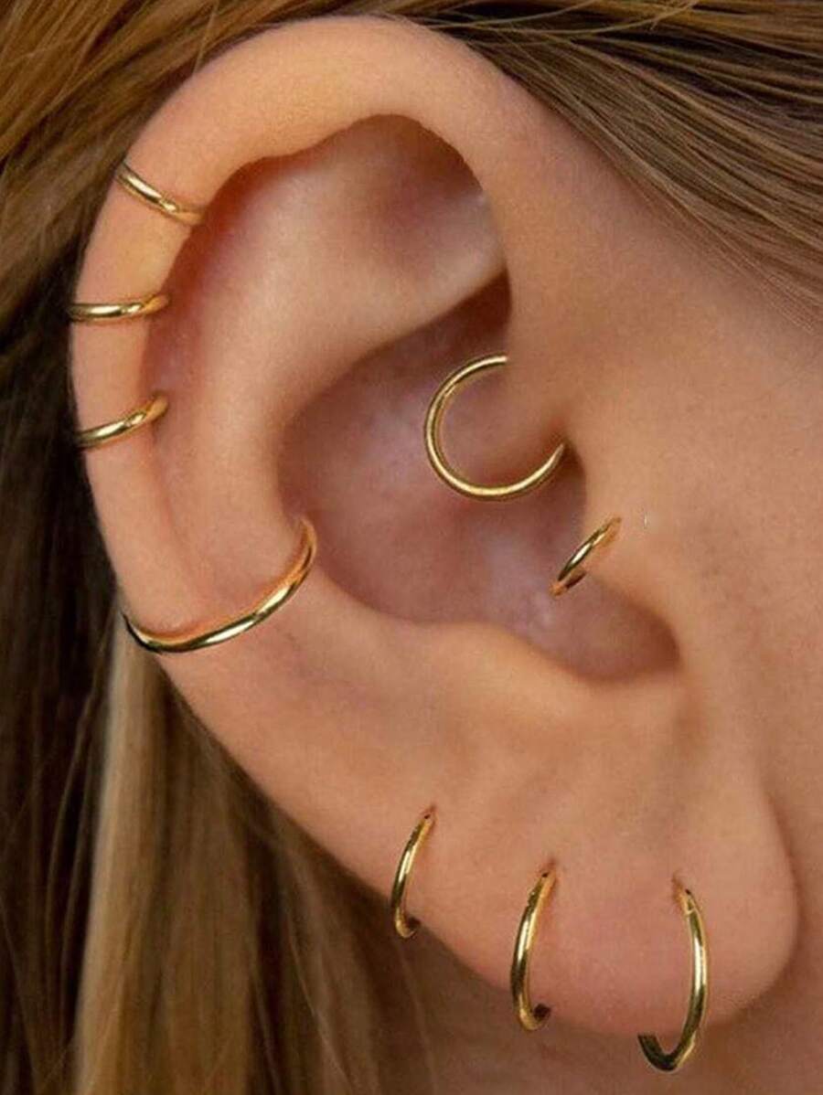 2/6/10pcs Stainless Steel Gold Small Earrings, Women's Small Hoop Earrings :Huggie Hoop Earrings For Cartilage Spiral Tragus, Small Thin Hoop Earrings, Minimalist Hoop Earrings,Silver Fine Hoop Earrings,Gold Ear Loops 18G 16G 16gauge 18gauge 1mm-1.2mm Silver Earrings, Rose Gold Earrings, Colored Earrings, Black Earrings, Multi-Piece Set,Unisex ,Stainless Steel Jewelry ,Teacher Gifts ,Mother Day Gift 6mm7mm8mm9mm10mm12mm